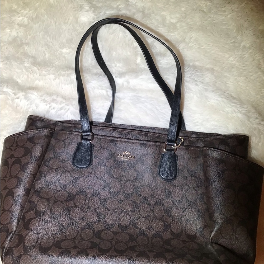 Coach brown/black large tote shoulder bag - Picture 8 of 11